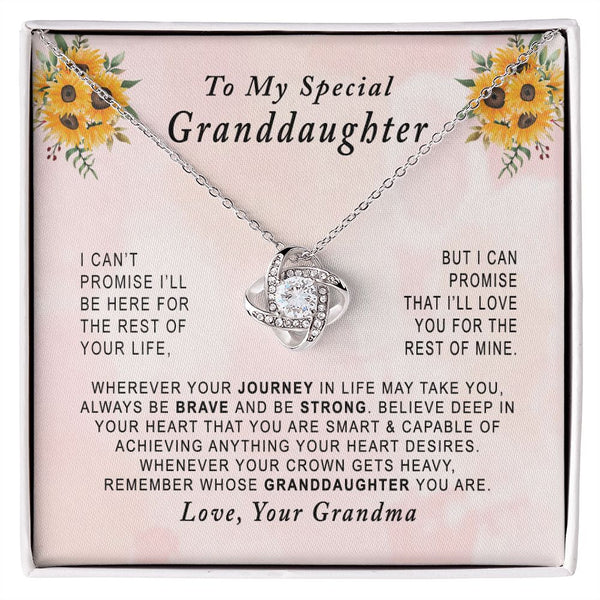 To My Special Granddaughter Love Knot Necklace Gift From Grandma