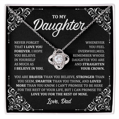 MC030 To My Daughter Never Forget That I Love You Love Knot Necklace Gift From Dad