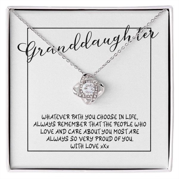 To My Granddaughter Love Knot Necklace Gift From Grandpa or Grandma