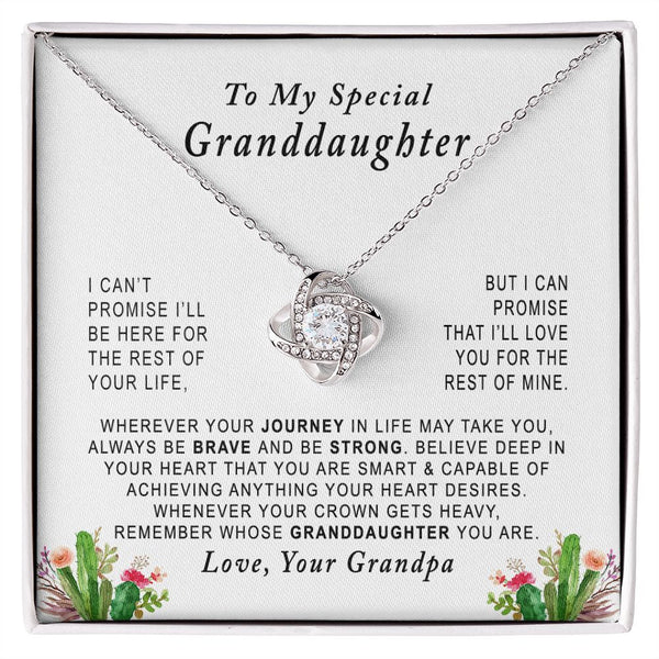 To My Special Granddaughter Love Knot Necklace Gift From Grandpa