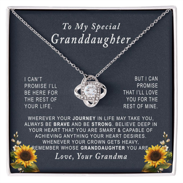 To My Special Granddaughter Love Knot Necklace Gift From Grandma