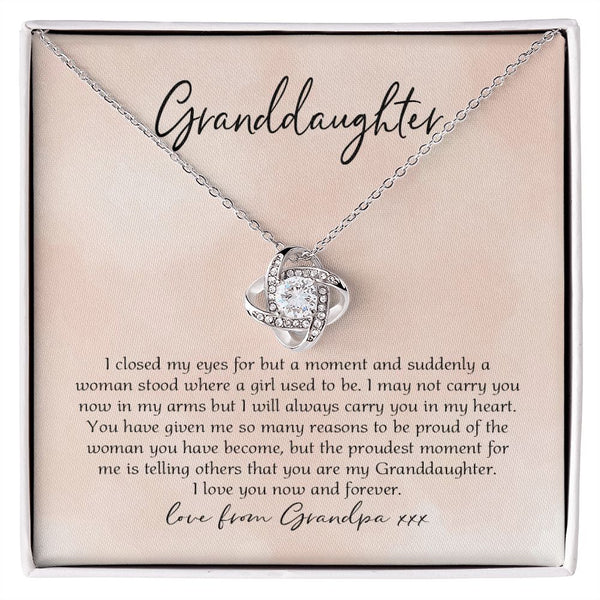 To My Granddaughter Love Knot Necklace Gift From Grandpa