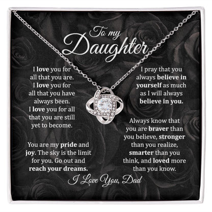MC021 To My Daughter I Love You Love Knot Necklace Gift From Dad