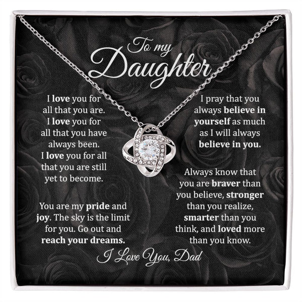 MC021 To My Daughter I Love You Love Knot Necklace Gift From Dad