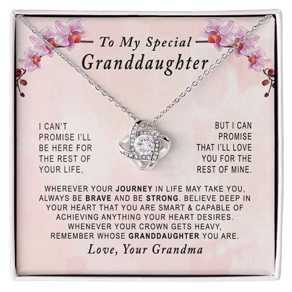 To My Special Granddaughter Love Knot Necklace Gift From Grandma