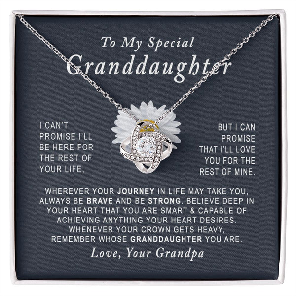 To My Special Granddaughter Love Knot Necklace Gift From Grandpa