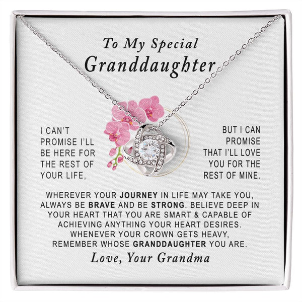 To My Special Granddaughter Love Knot Necklace Gift From Grandma