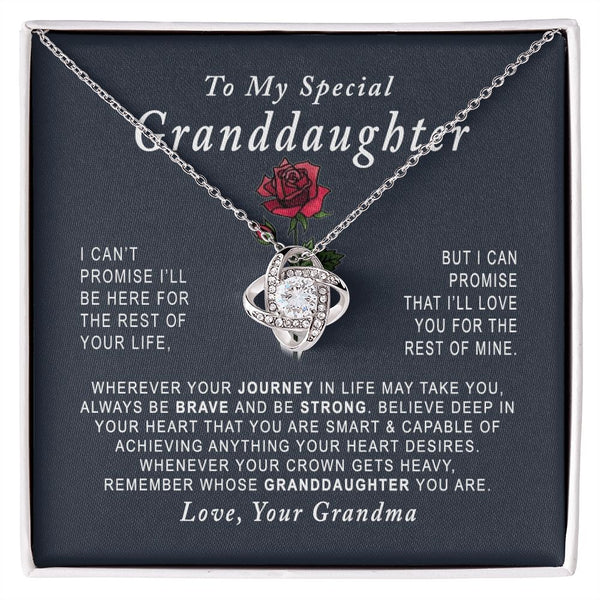 To My Special Granddaughter Love Knot Necklace Gift From Grandma