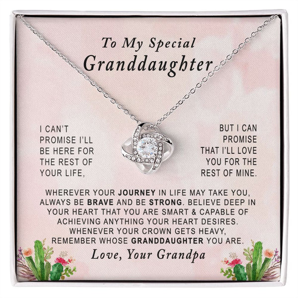 To My Special Granddaughter Love Knot Necklace Gift From Grandpa