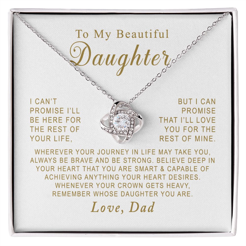 MC002 To My Beautiful Daughter Always Be Brave and Be Strong Love Knot Necklace Gift From Dad
