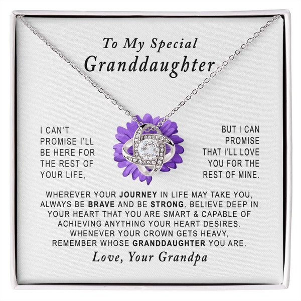 To My Special Granddaughter Love Knot Necklace Gift From Grandpa