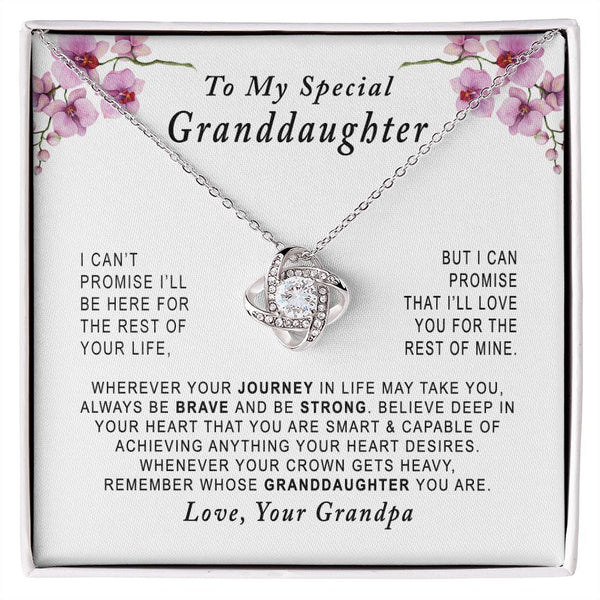 To My Special Granddaughter Love Knot Necklace Gift From Grandpa