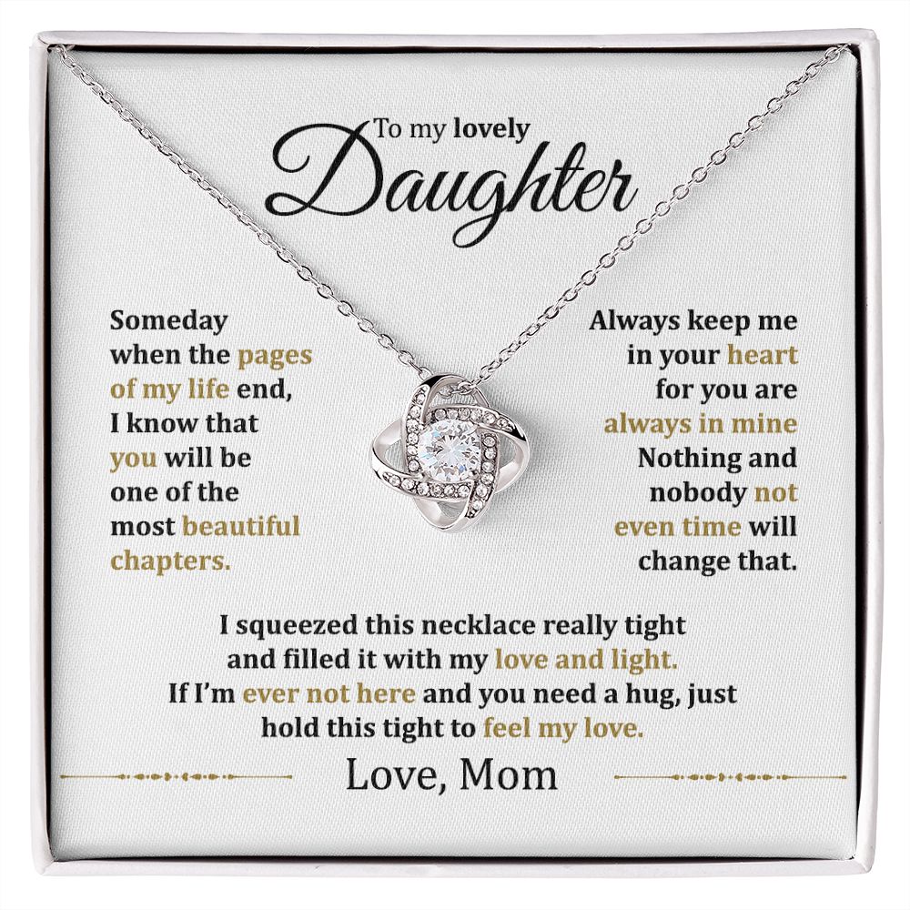 MC013 Daughter Hold This Tight To Feel My Love Love Knot Necklace Gift From Mom
