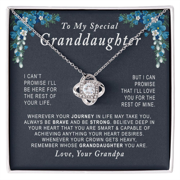 To My Special Granddaughter Love Knot Necklace Gift From Grandpa