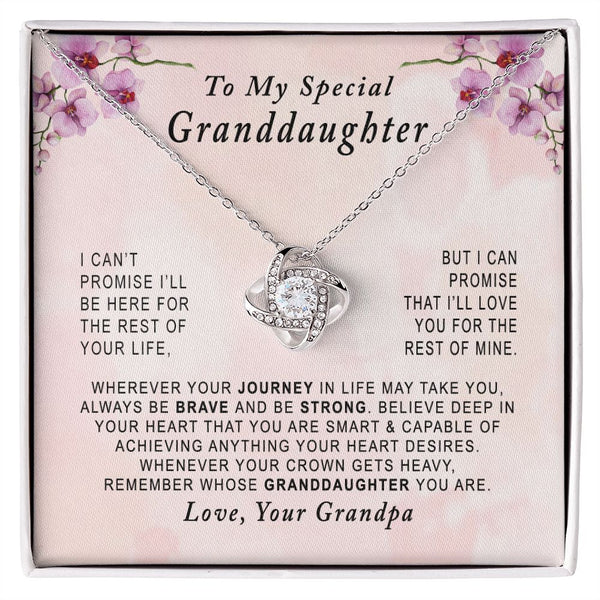 To My Special Granddaughter Love Knot Necklace Gift From Grandpa