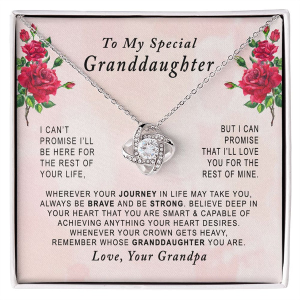 To My Special Granddaughter Love Knot Necklace Gift From Grandpa