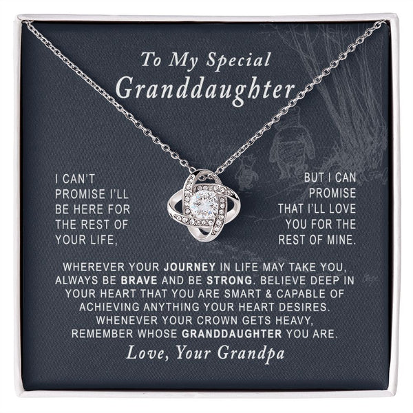 To My Special Granddaughter Love Knot Necklace Gift From Grandpa