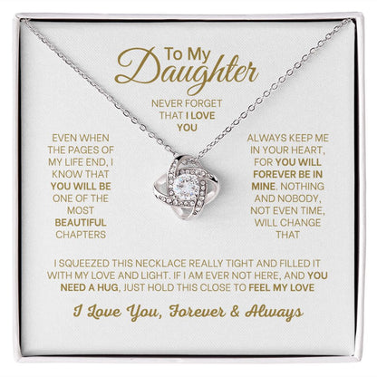 MC005 Daughter Never Forget That I Love You Love Knot Necklace Gift