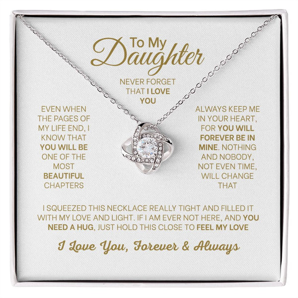 MC005 Daughter Never Forget That I Love You Love Knot Necklace Gift