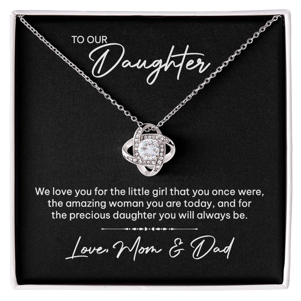 MC024 To Our Daughter We Love You Love Knot Necklace Gift From Mom and Dad