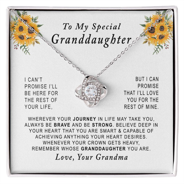 To My Special Granddaughter Love Knot Necklace Gift From Grandma