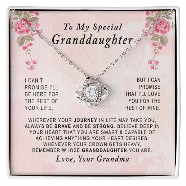 To My Special Granddaughter Love Knot Necklace Gift From Grandma