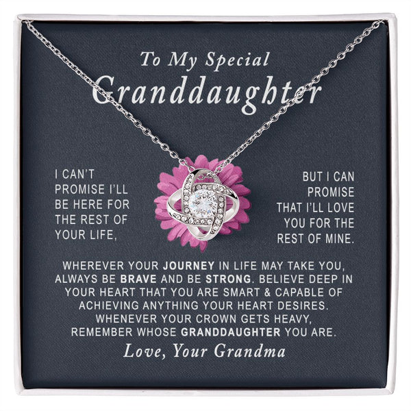 To My Special Granddaughter Love Knot Necklace Gift From Grandma