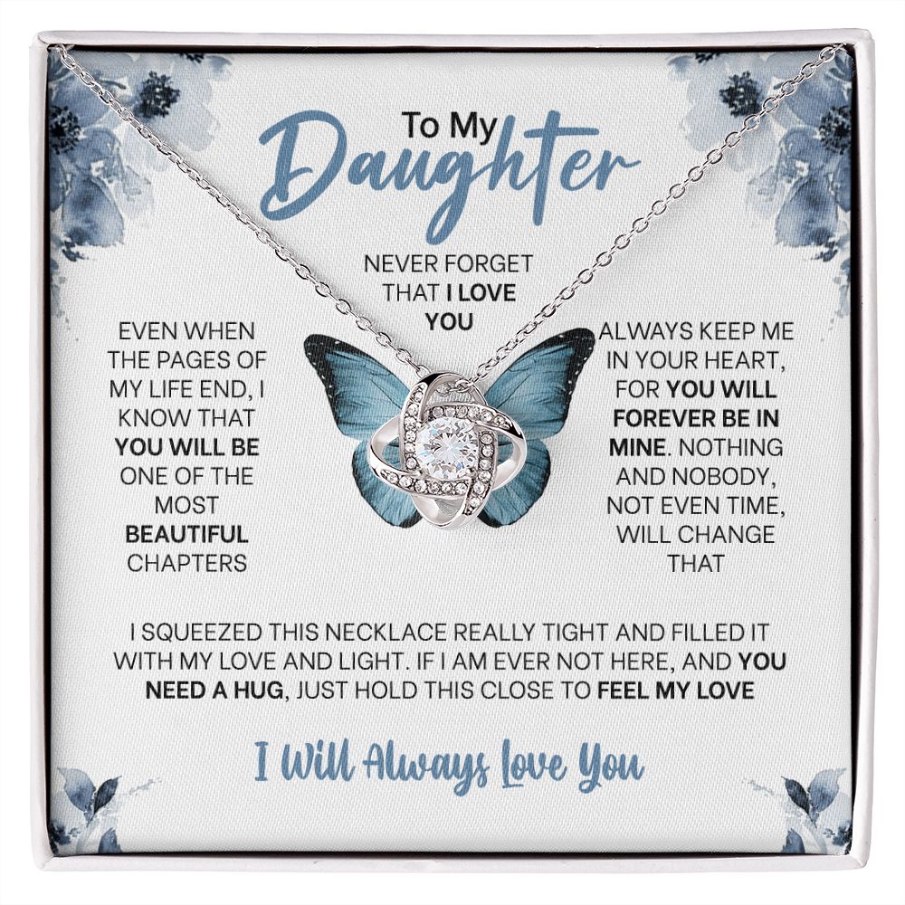 MC010 Daughter Never Forget That I Love You Love Knot Necklace Gift