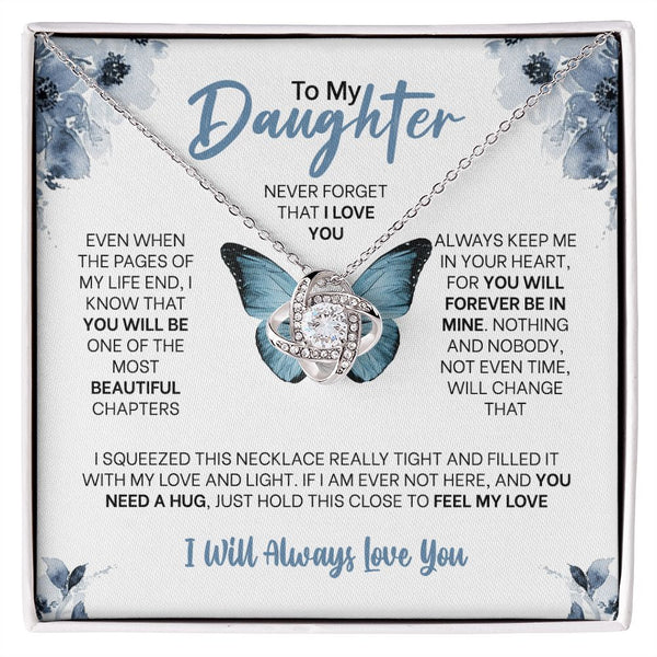 MC010 Daughter Never Forget That I Love You Love Knot Necklace Gift