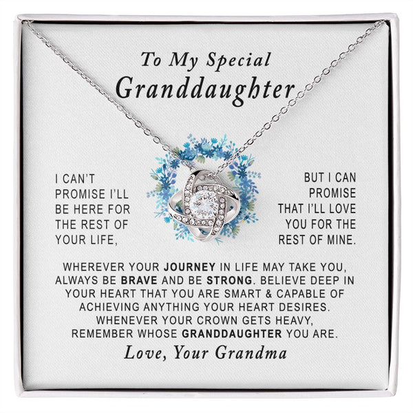 To My Special Granddaughter Love Knot Necklace Gift From Grandma