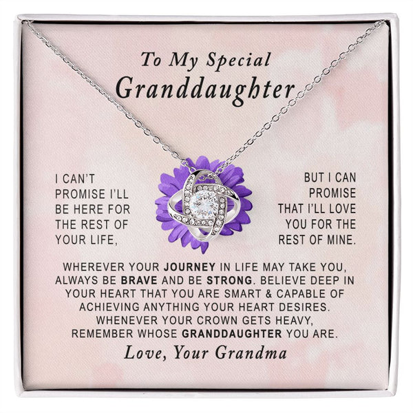 To My Special Granddaughter Love Knot Necklace Gift From Grandma
