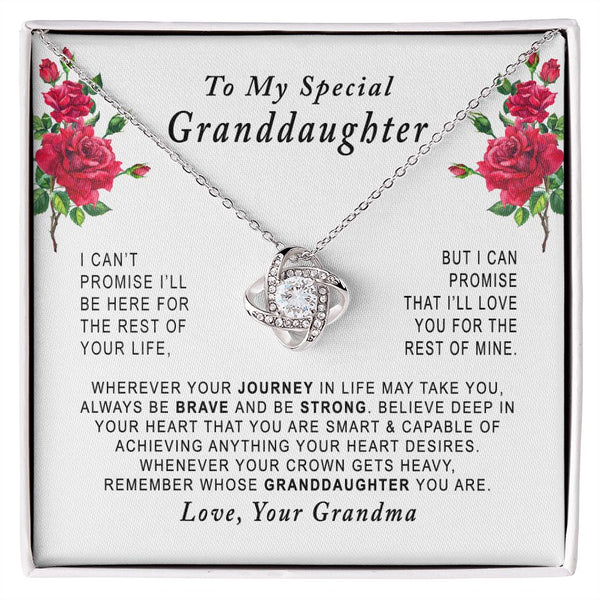 To My Special Granddaughter Love Knot Necklace Gift From Grandma