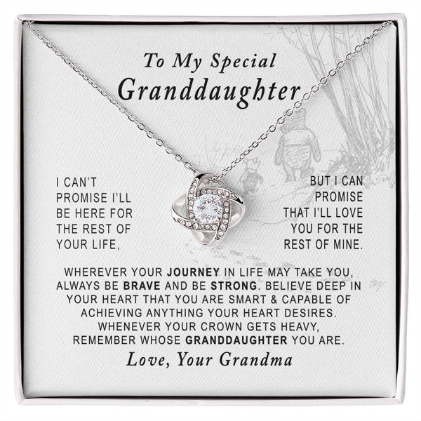 To My Special Granddaughter Love Knot Necklace Gift From Grandma