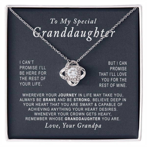 To My Special Granddaughter Love Knot Necklace Gift From Grandpa