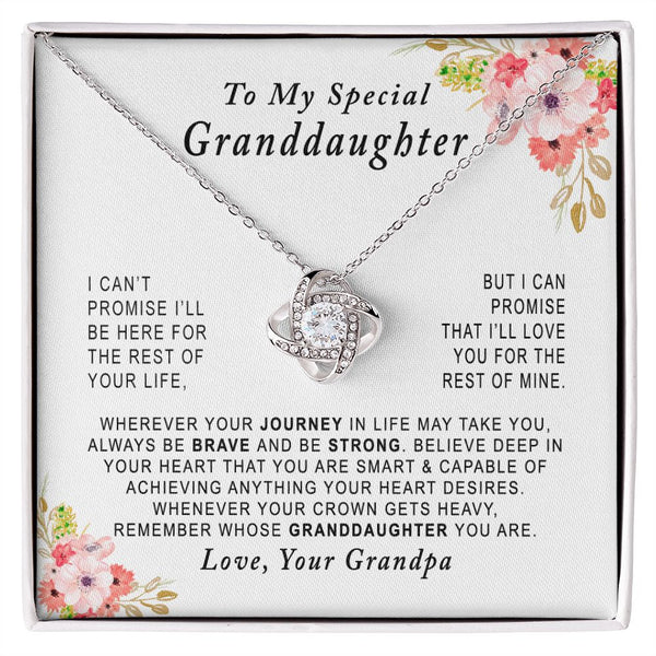 To My Special Granddaughter Love Knot Necklace Gift From Grandpa