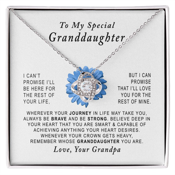 To My Special Granddaughter Love Knot Necklace Gift From Grandpa