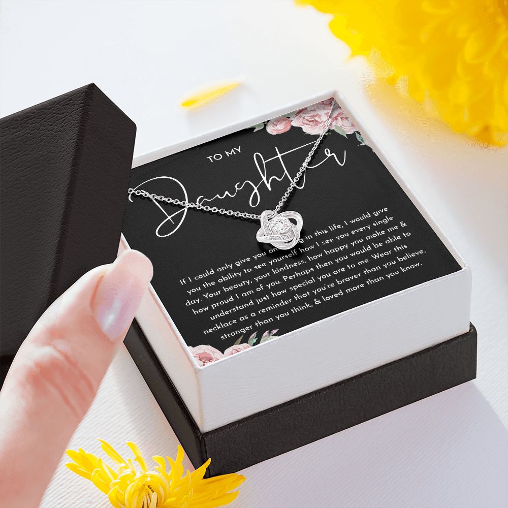 MC028 To My Daughter How Proud I Am of You Love Knot Necklace Gift
