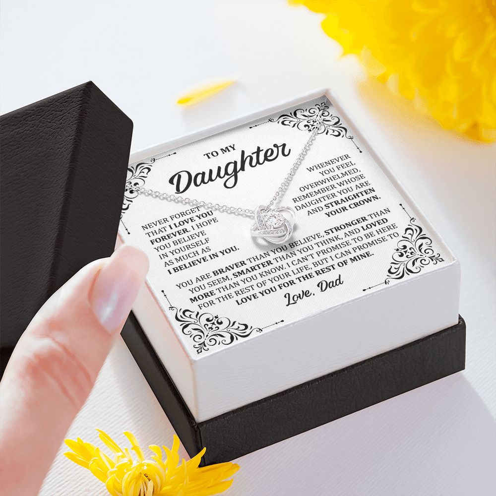 MC011 Daughter I Love You Forever Love Knot Necklace Gift From Dad