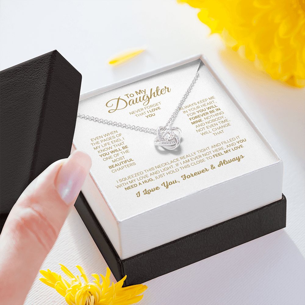 MC005 Daughter Never Forget That I Love You Love Knot Necklace Gift