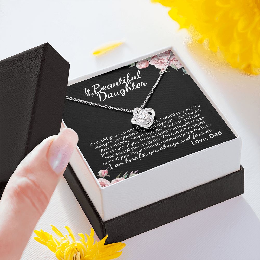 MC015 To My Beautiful Daughter How Special You Are To Me Love Knot Necklace Gift  From Dad