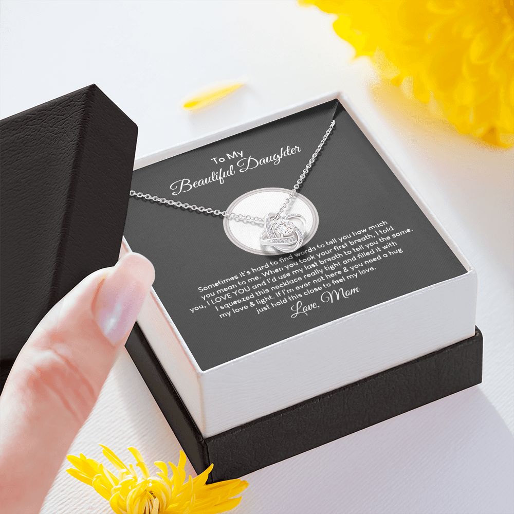 MC017 To My Beautiful Daughter I Love You Love Knot Necklace Gift From Mom