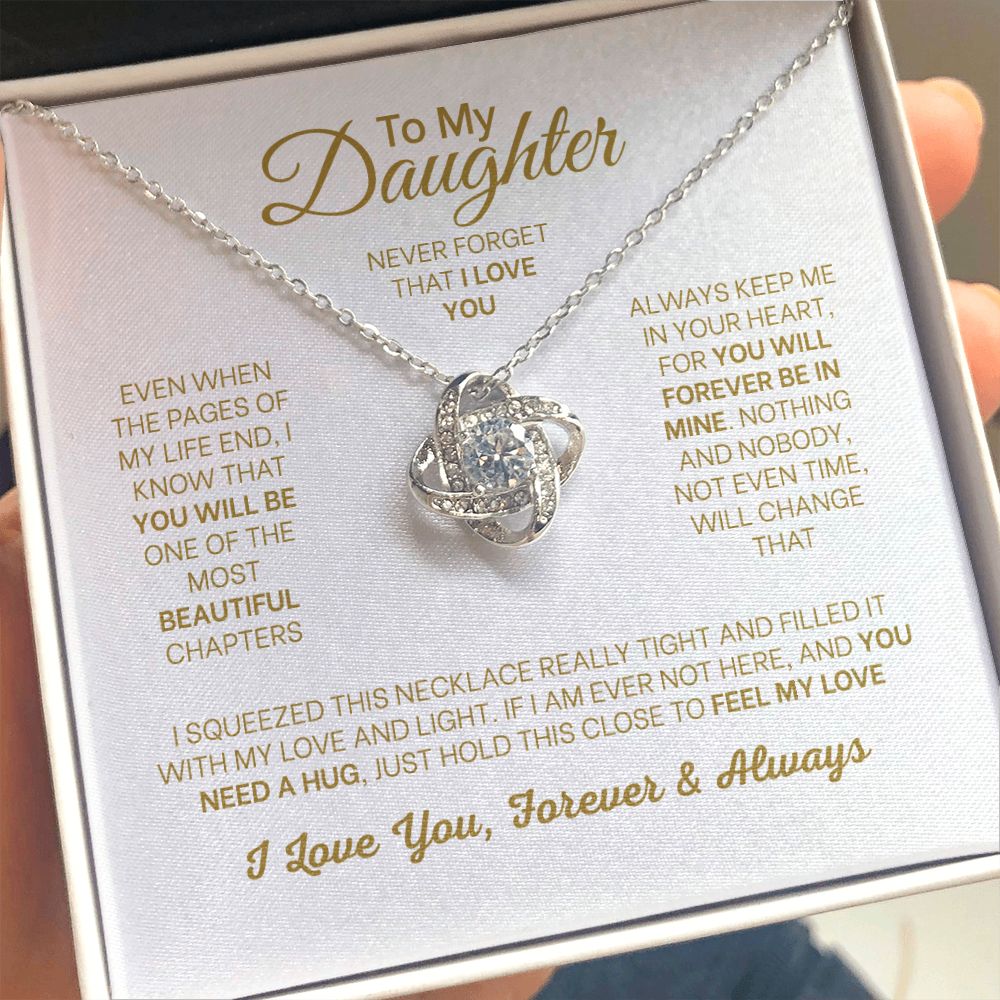 MC005 Daughter Never Forget That I Love You Love Knot Necklace Gift