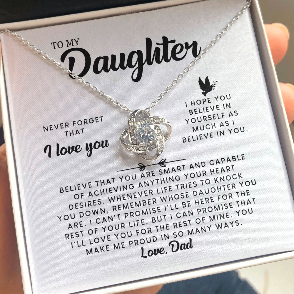 MC006 Daughter Never Forget That I Love You Love Knot Necklace Gift From Dad