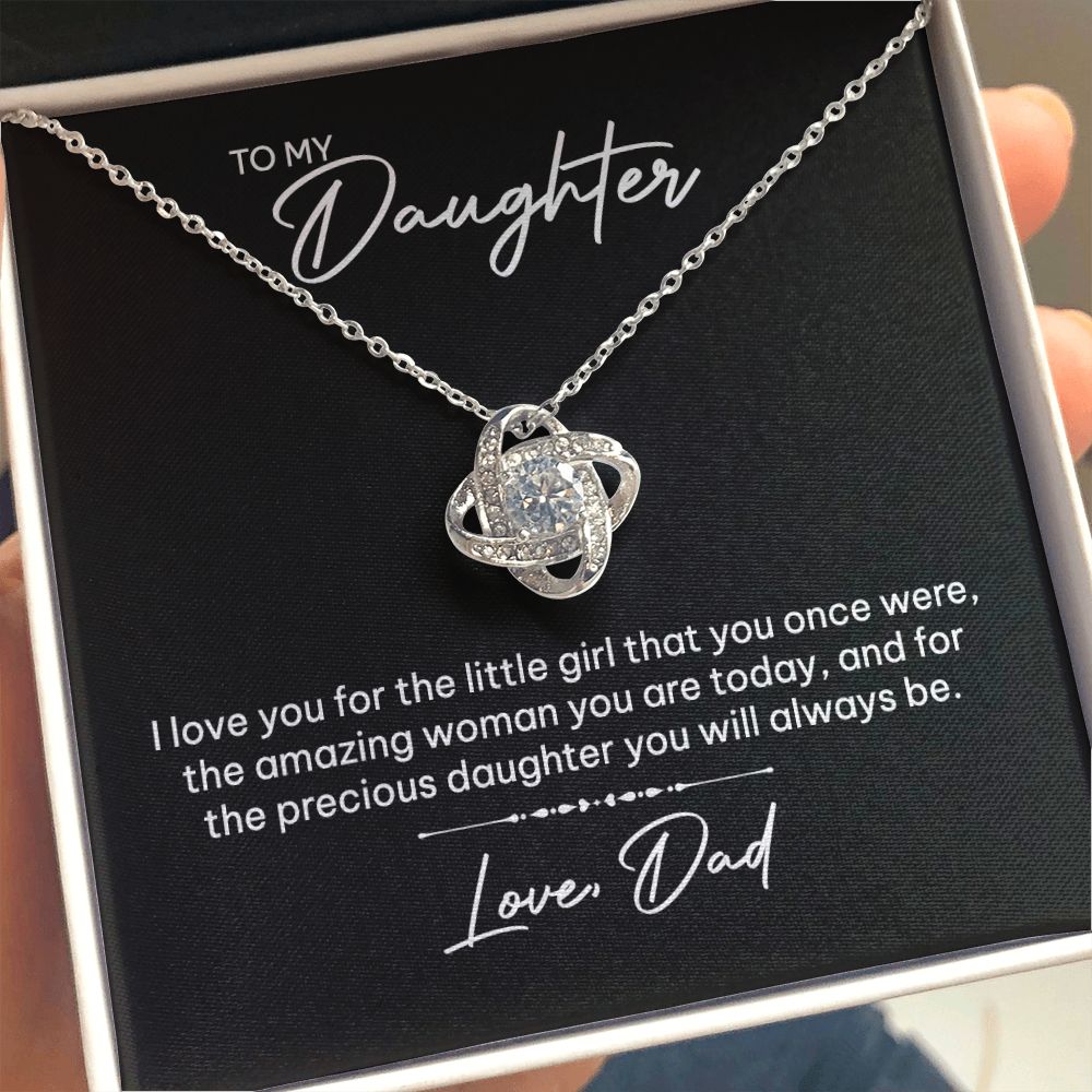 MC023 To My Daughter I Love You Love Knot Necklace Gift From Dad