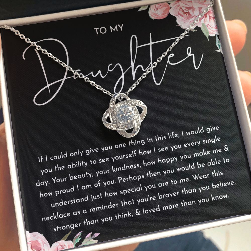 MC028 To My Daughter How Proud I Am of You Love Knot Necklace Gift