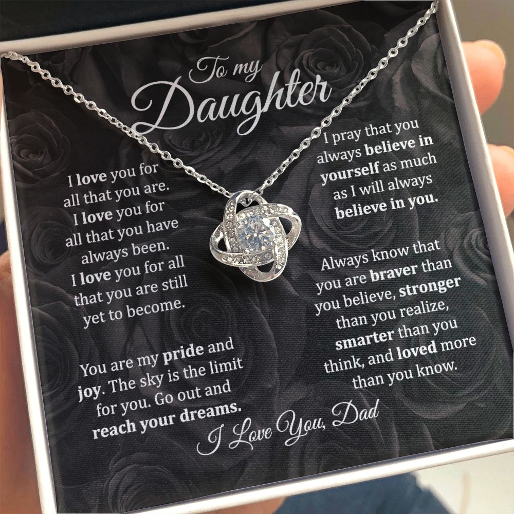 MC021 To My Daughter I Love You Love Knot Necklace Gift From Dad