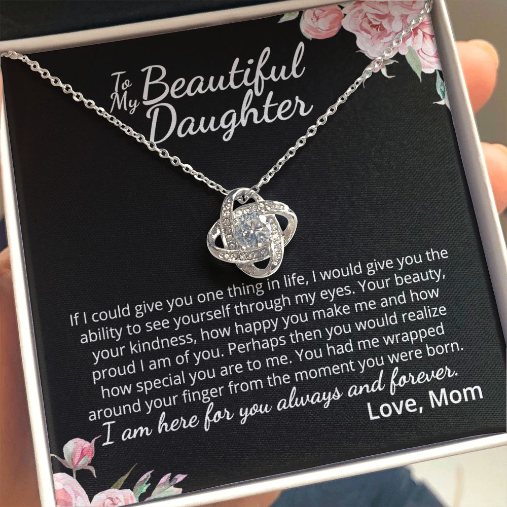 MC016 To My Beautiful Daughter How Special You Are To Me Love Knot Necklace Gift From Mom
