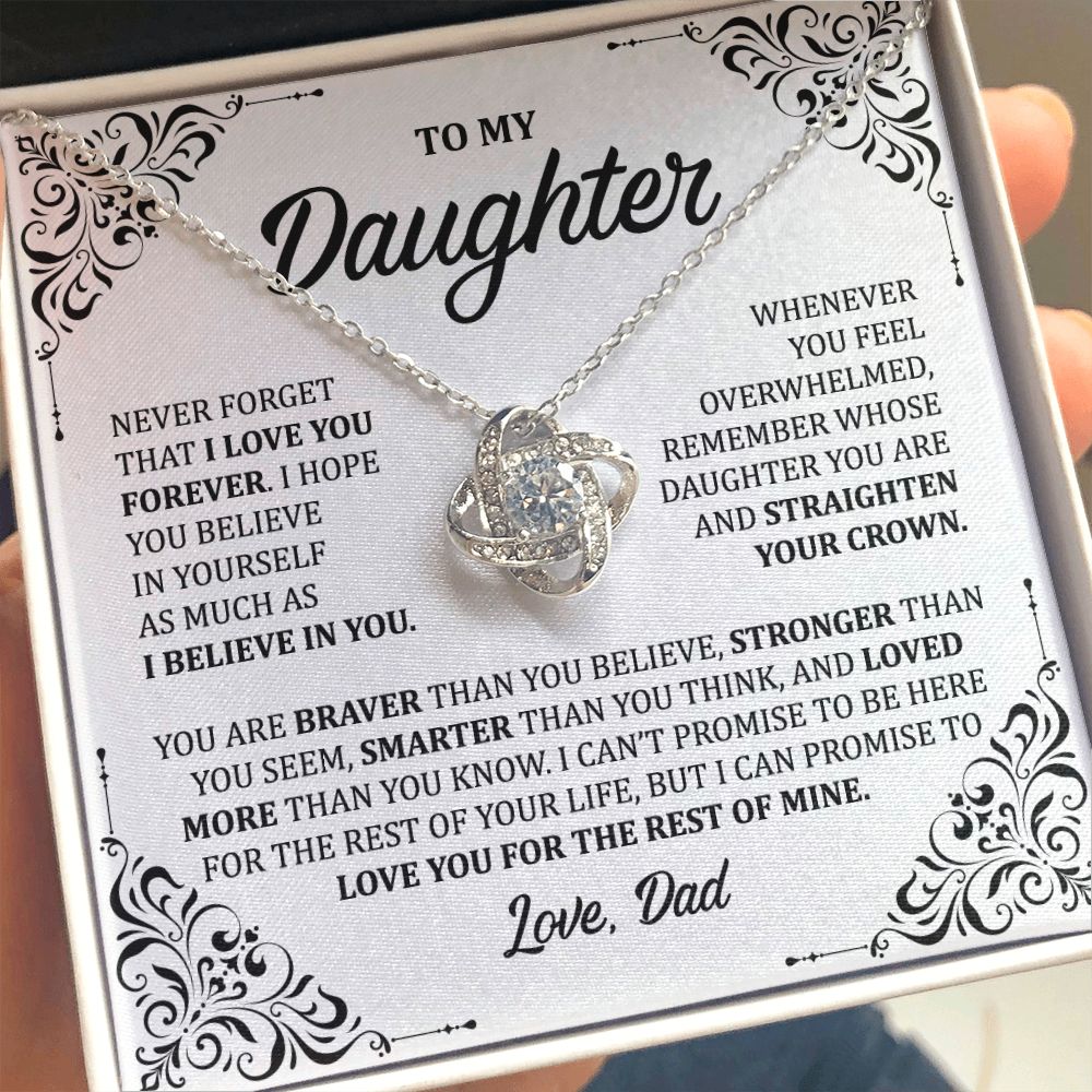 MC011 Daughter I Love You Forever Love Knot Necklace Gift From Dad