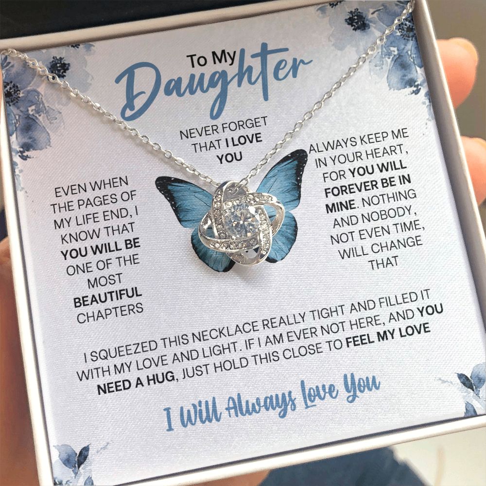 MC010 Daughter Never Forget That I Love You Love Knot Necklace Gift