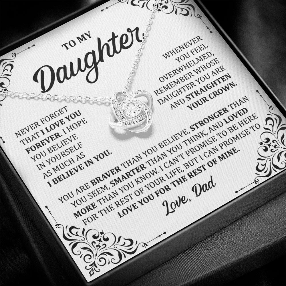 MC011 Daughter I Love You Forever Love Knot Necklace Gift From Dad